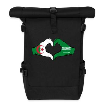 Algeria Saudi Arabia Flag Hands Heart Shape - Roll Top Backpack - black - Front