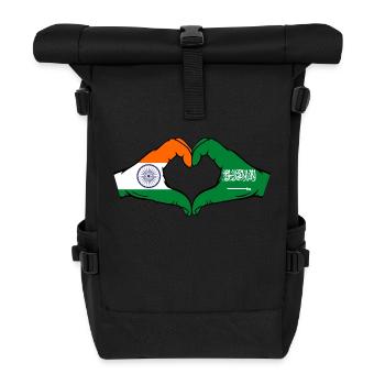 Inde Arabie Saoudite Drapeau Mains Coeur Forme - Sac à dos roll top - noir - Devant