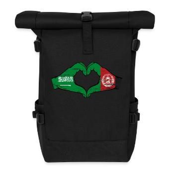Saudi Arabia Afghanistan Flag Hands Heart Used - Roll Top Backpack - black - Front