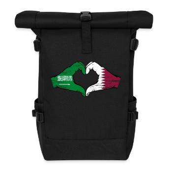 Saudi Arabia Qatar flag hands heart shape used - Roll Top Backpack - black - Front