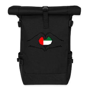 United Arab Emirates Flag Heart - Roll Top Backpack - black - Front