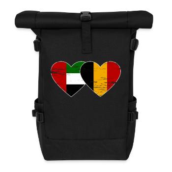 Vereinigte Arabische Emirate Belgien Flagge Herz - Rolltop Rucksack - Schwarz - Vorne