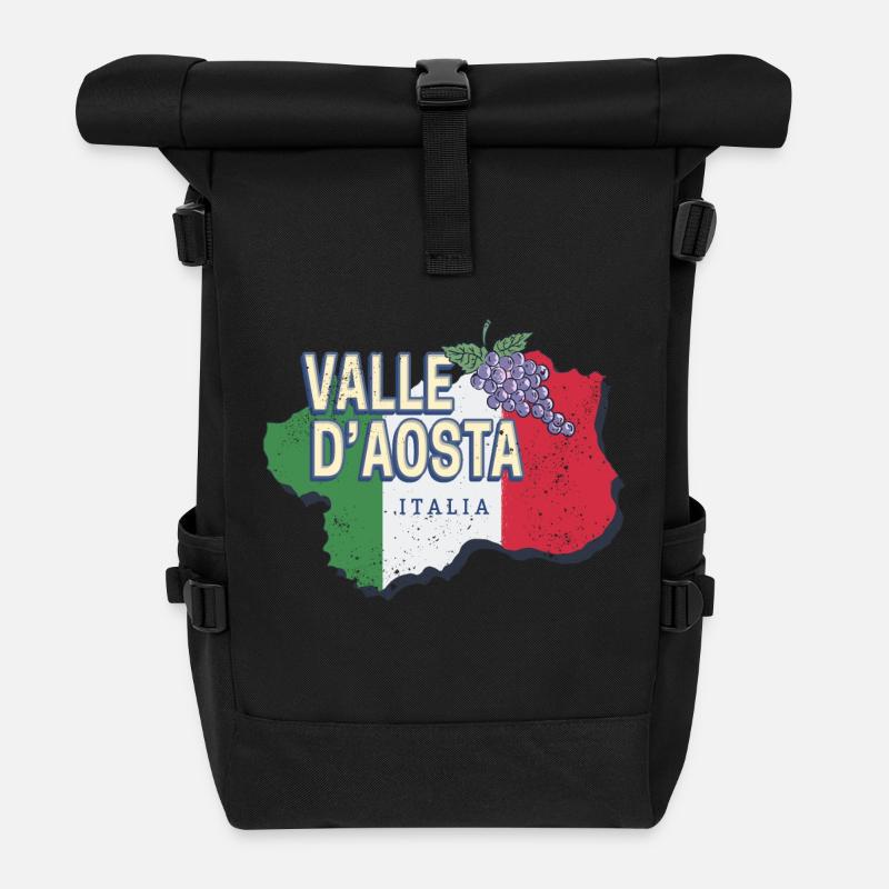 Vallée d’Aoste, Italie, Région Rétro, Carte, Souvenir - Sac à dos roll top - noir