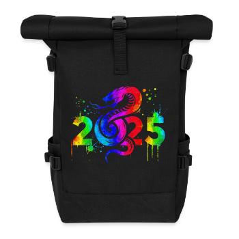 Fantasy Drache Anime Drachenkopf Mythos Reptilienschlange - Rolltop Rucksack - Schwarz - Vorne