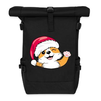 Chien Santa Corgi agitant la main - Sac à dos roll top - noir - Devant