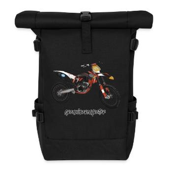 Motocross Bike // Illustration - Roll Top Backpack - black - Front