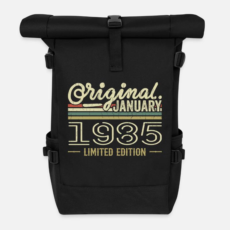 Januar 1985 Geburtstag Januar 1985 Geschenk 1985 - Rolltop Rucksack - Schwarz
