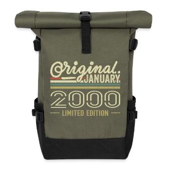Januar 2000 Geburtstag Januar 2000 Geschenk 2000 - Rolltop Rucksack - Olive/Schwarz - Vorne