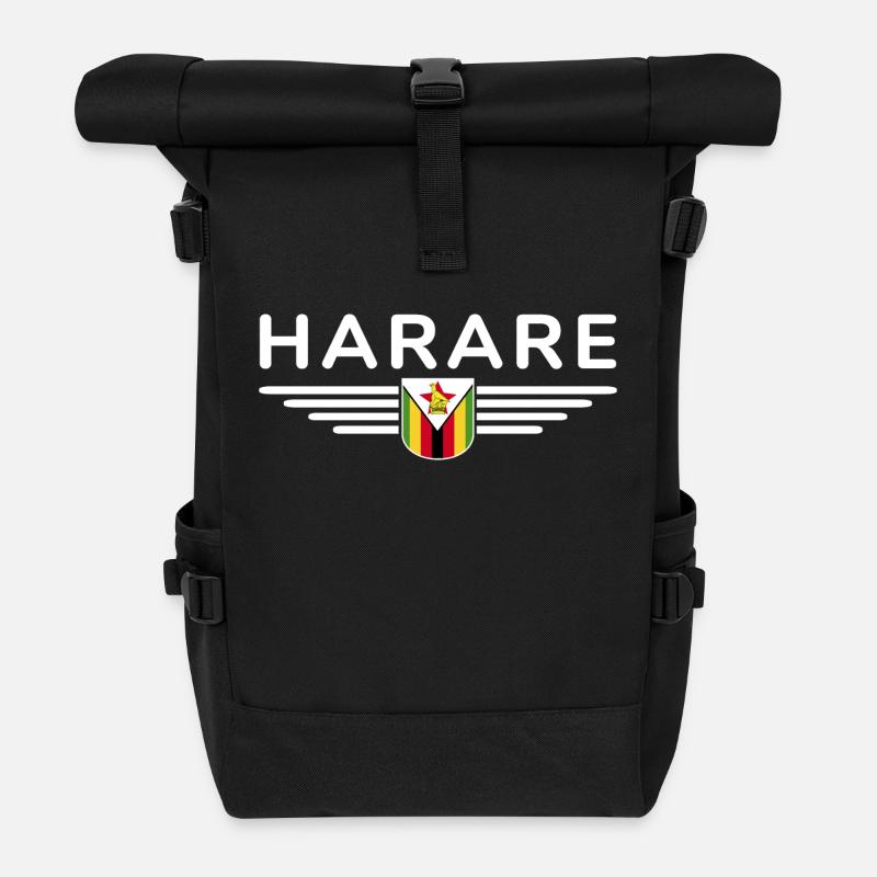 Harare T-Shirt for Zimbabwe Fans - Roll Top Backpack - black