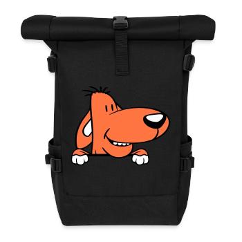 Hund Hinter Mauer Zaun Schild Guckt Lustig Frech - Rolltop Rucksack - Schwarz - Vorne