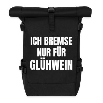 Ich bremse nur für Glühwein - Rolltop Rucksack - Schwarz - Vorne