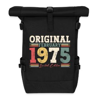 50th Birthday Gift Husband Original February 1975 - Roll Top Backpack - black - Front