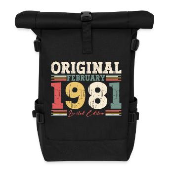 44th Birthday Gift Husband Original February 1981 - Roll Top Backpack - black - Front