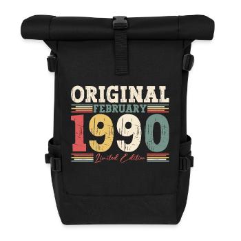 35th Birthday Gift Husband Original February 1990 - Roll Top Backpack - black - Front