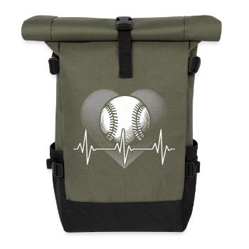 Herzschlag Baseballspieler - Rolltop Rucksack - Olive/Schwarz - Vorne