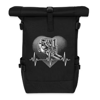 Herzschlag Gabelstapler - Rolltop Rucksack - Schwarz - Vorne