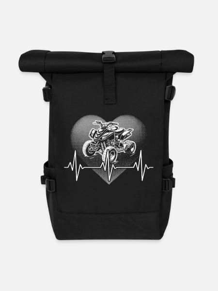 Herzschlag Quad - Rolltop Rucksack - Schwarz
