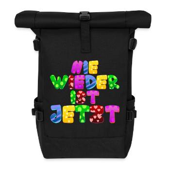 AfD stoppen gegen rechts Demokratie Vielfalt links - Rolltop Rucksack - Schwarz - Vorne