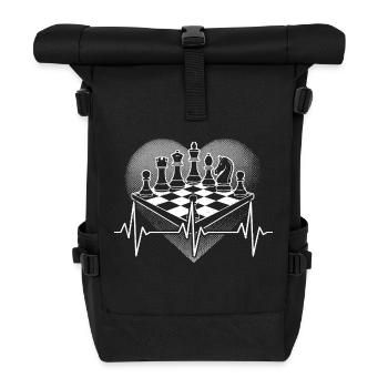 Herzschlag Schach - Rolltop Rucksack - Schwarz - Vorne