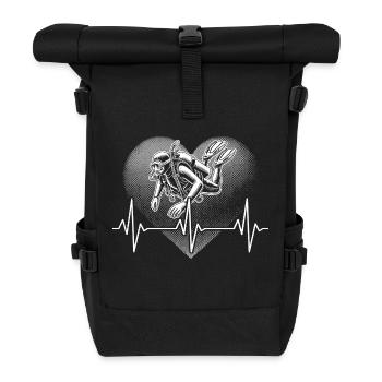 Taucher Herzschlag Tauchen - Rolltop Rucksack - Schwarz - Vorne