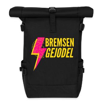 Rad T-Shirt: Bremsen Gejodel – Zeit für Wartung? - Rolltop Rucksack - Schwarz - Vorne