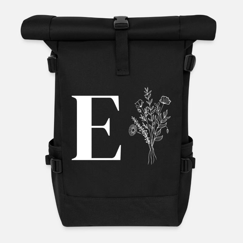 Minimalist flowers - Roll Top Backpack - black