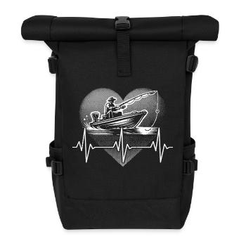 Fischer Herzschlag Angeln Angler - Rolltop Rucksack - Schwarz - Vorne