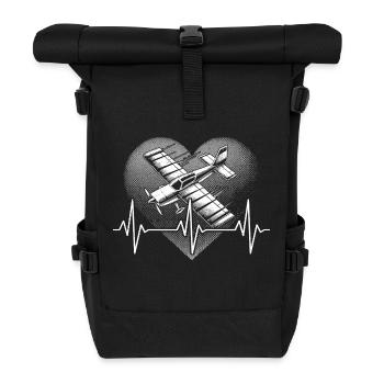 Herzschlag Modellflugzeug - Rolltop Rucksack - Schwarz - Vorne