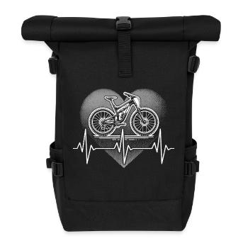Mountainbike Herzschlag - Rolltop Rucksack - Schwarz - Vorne