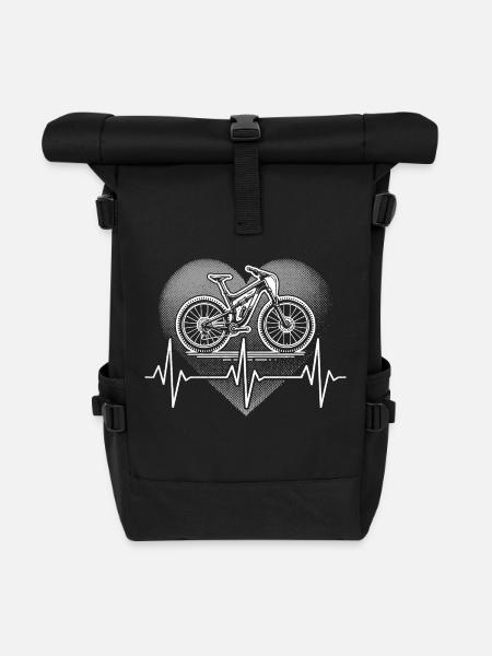 Mountainbike Herzschlag - Rolltop Rucksack - Schwarz