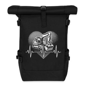 Herzschlag Bagger - Rolltop Rucksack - Schwarz - Vorne