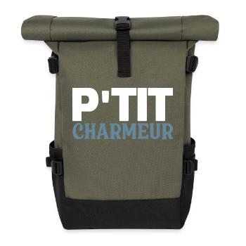 P'tit Charmeur - Baby - Geburt - Kind - Rolltop Rucksack - Olive/Schwarz - Vorne