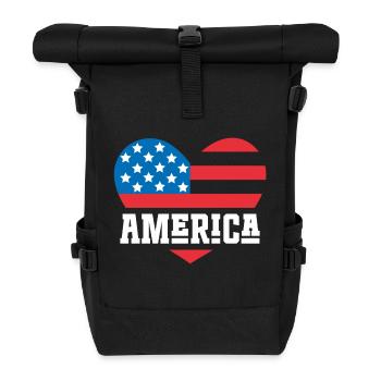 America Flag Heart - Roll Top Backpack - black - Front
