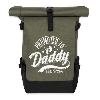 Beförderung zum Papa 2026 - Rolltop Rucksack - Olive/Schwarz - Vorne