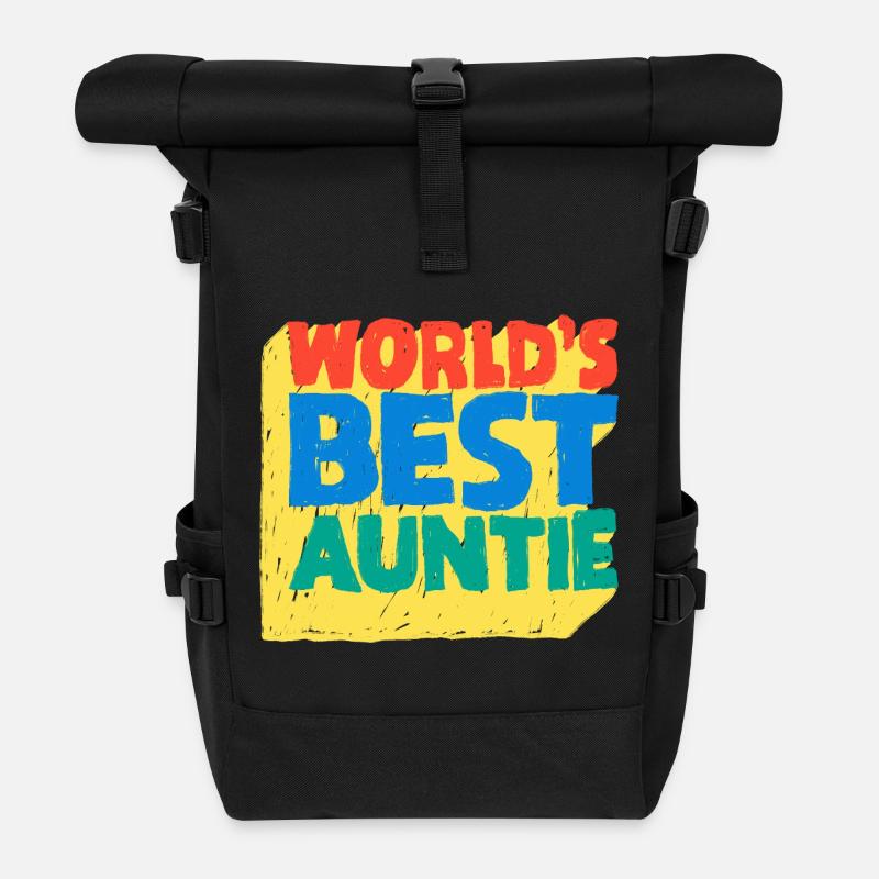 World's Best Auntie Pop-Design - Rolltop Rucksack - Schwarz