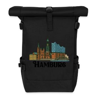 hamburg skyline stadt - Rolltop Rucksack - Schwarz - Vorne