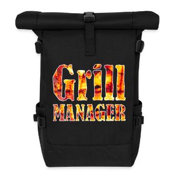 Grillmanager Grillen Grill Manager Grillschürze - Rolltop Rucksack - Schwarz - Vorne