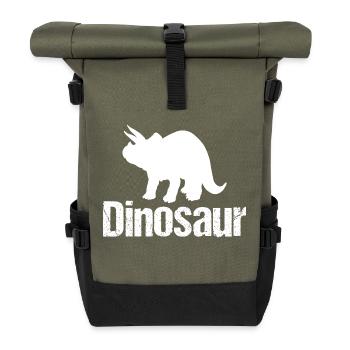 Dinosaur Triceratops - Dino - Rolltop Rucksack - Olive/Schwarz - Vorne