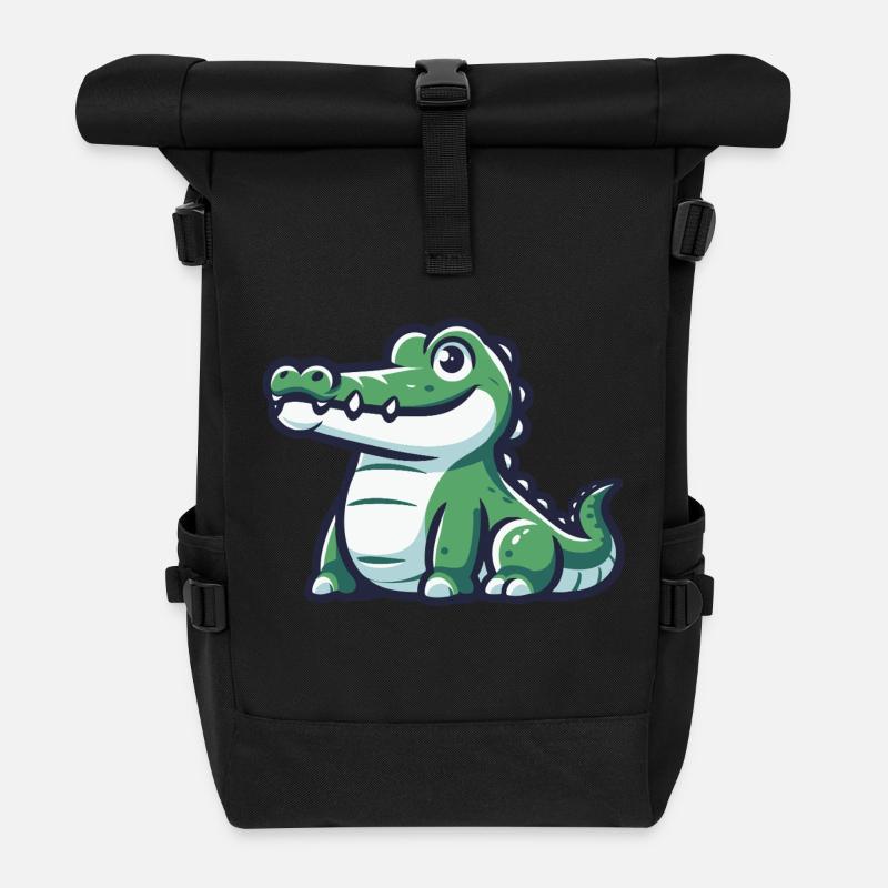 Friendly crocodile from a tropical adventure - Roll Top Backpack - black