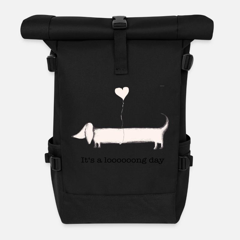 Dackel: it‘s a long day - Rolltop Rucksack - Schwarz