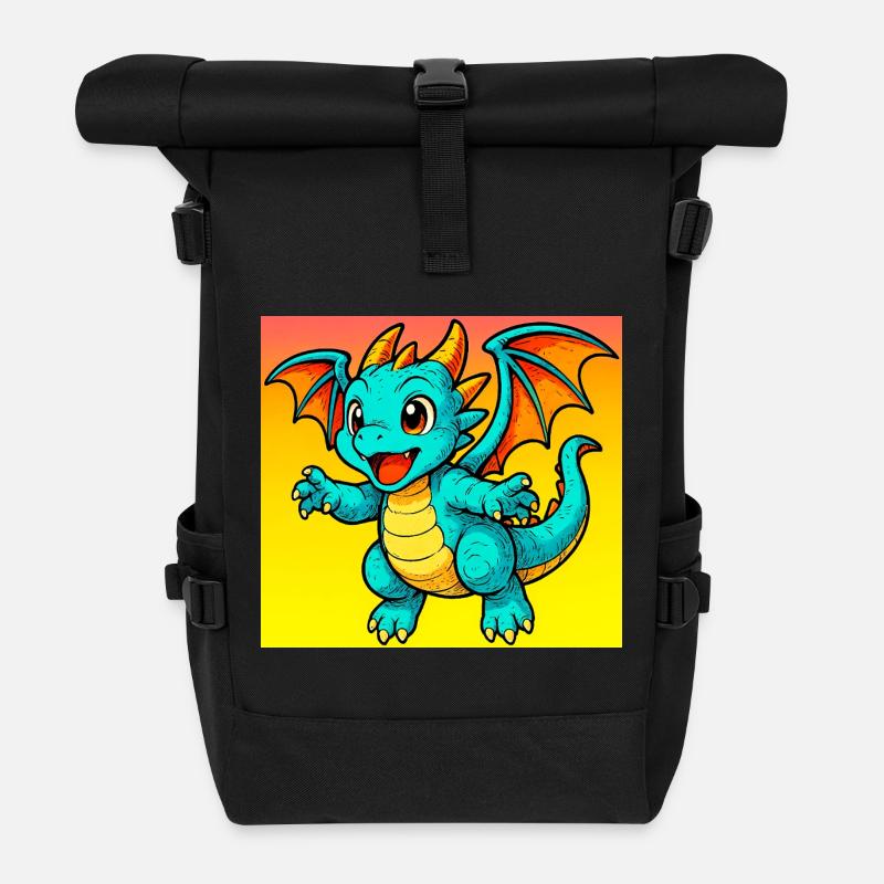 Drache - Rolltop Rucksack - Schwarz