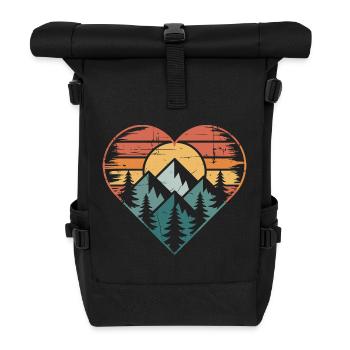 Heart Nature Landscape Motif - Roll Top Backpack - black - Front