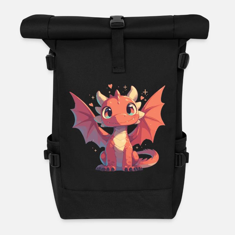 Drachen Drache - Rolltop Rucksack - Schwarz
