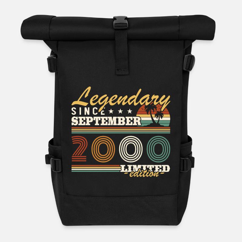 Septembre 2000 Vintage Rétro Cadeau d’anniversaire - Sac à dos roll top - noir