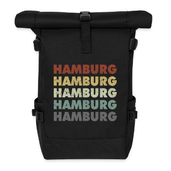 Hamburg - Hansestadt - Deutschland - Germany - Rolltop Rucksack - Schwarz - Vorne
