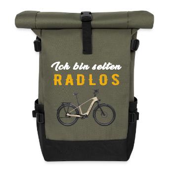 Wheelless E-Bike Contrast - Roll Top Backpack - olive/black - Front
