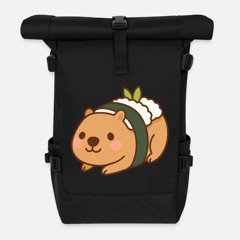 Capybara Sushi – niedlich & lecker 🍣🦫 - Rolltop Rucksack - Schwarz