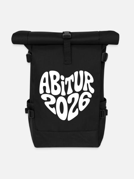 Abitur 2026 Herz - Rolltop Rucksack - Schwarz