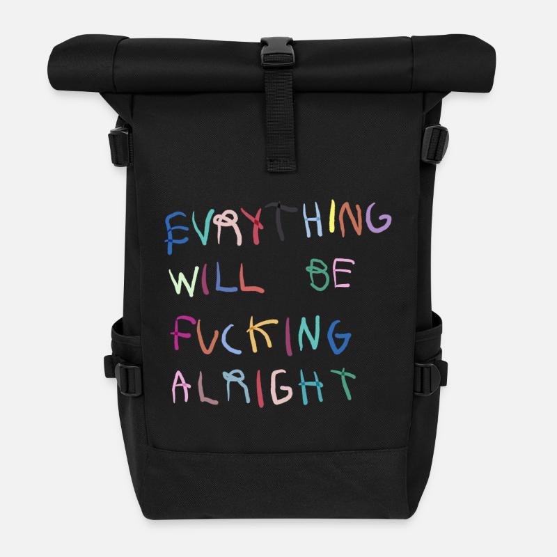 Everything will be alright bunt - Roll Top Backpack - black