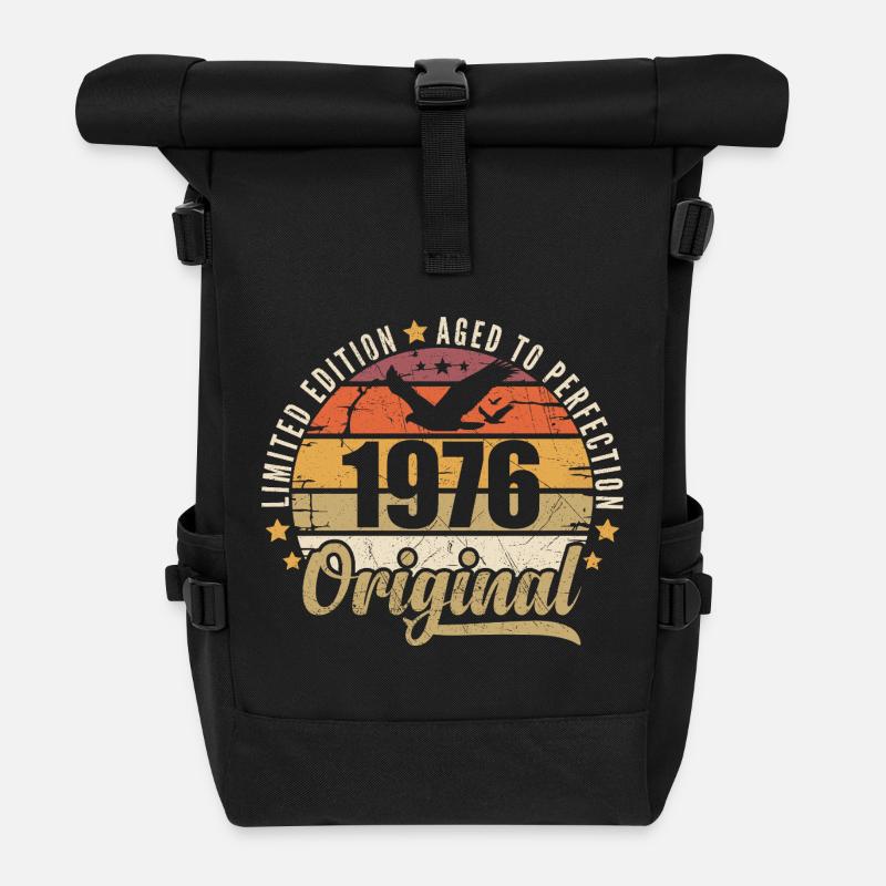 Geburtstagsgeschenk 1976 Original 1976 - Rolltop Rucksack - Schwarz
